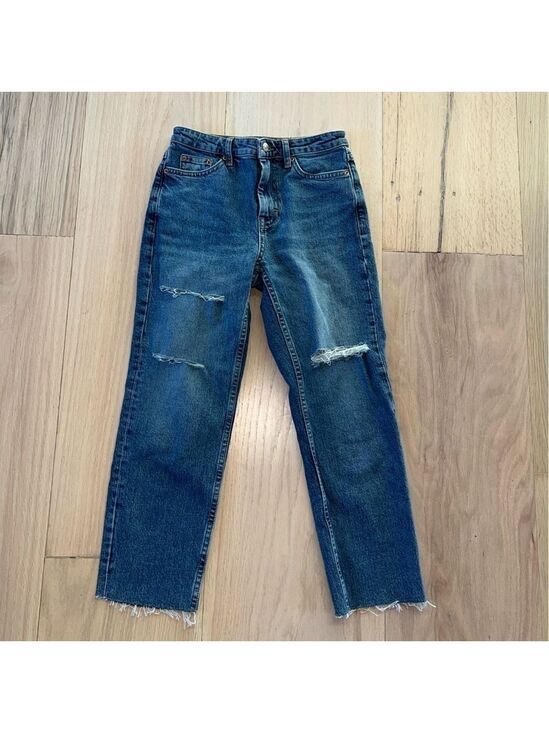 Topshop Denim - Topshop Straight Distressed Medium Wash Jeans Size 26